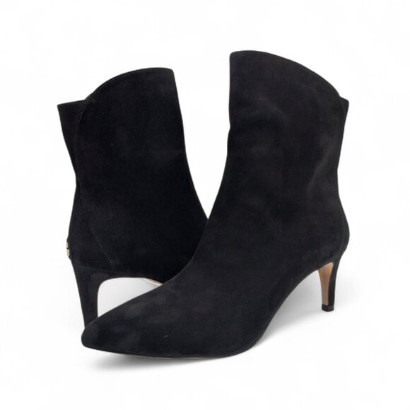 Sam Edelman Usha Size 8.5 M Black Suede Pointed Toe Stiletto Heel Ankle Bootie - Picture 9 of 13